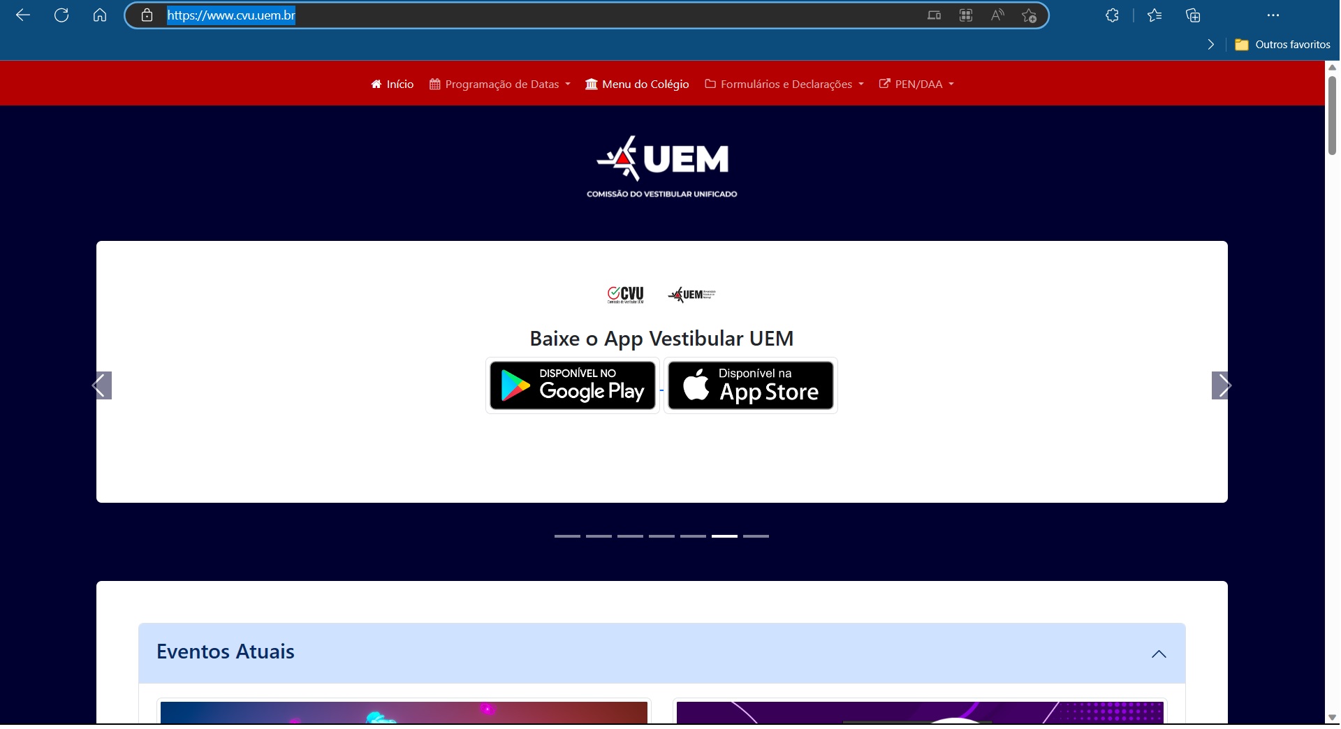 Portal CVU da UEM 